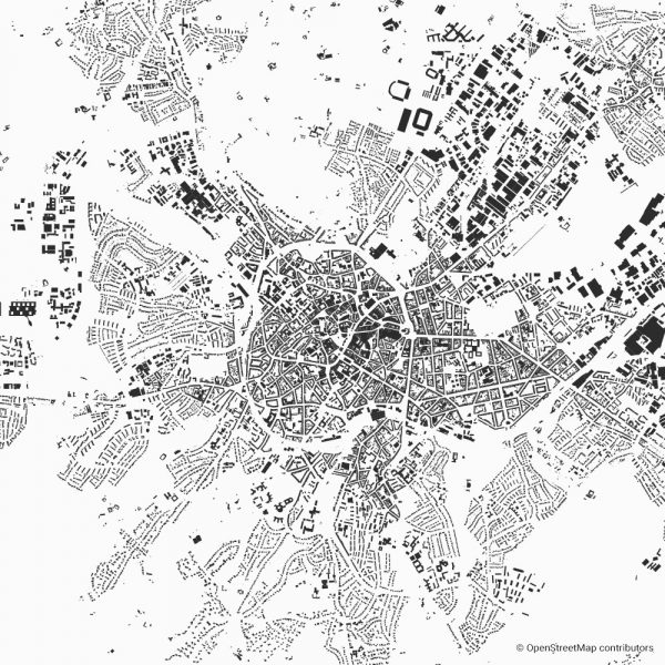 Figure-ground diagram city map Schwarzplan Aachen