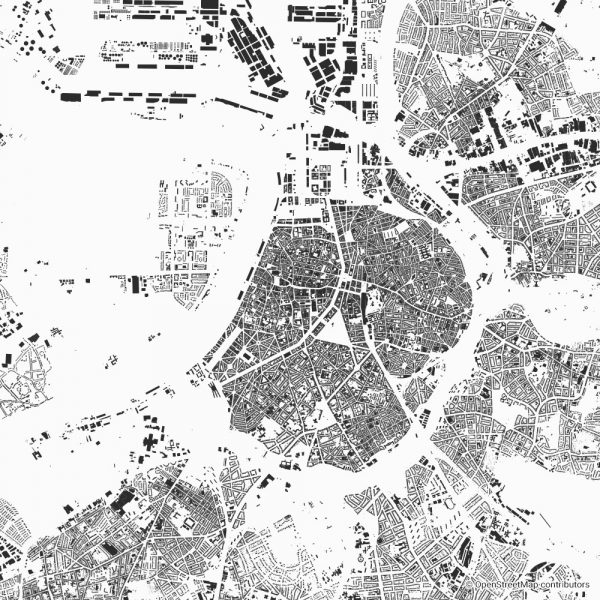 Figure-ground diagram city map Schwarzplan Antwerp