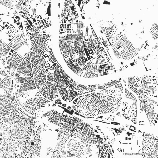 Figure-ground diagram city map Schwarzplan Basel