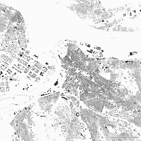Figure-ground diagram city map Schwarzplan Belgrade