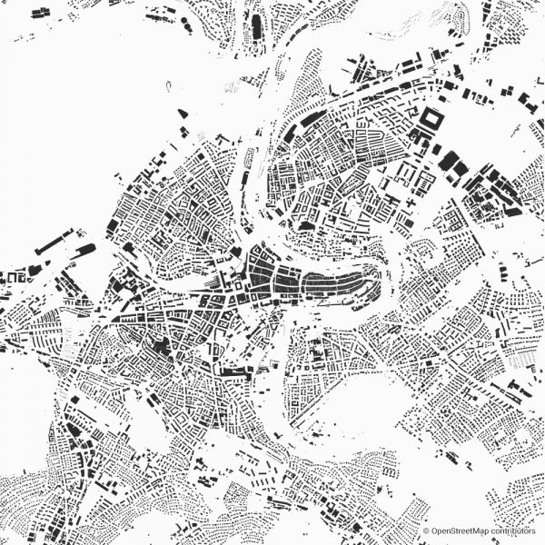 Figure-ground diagram city map Schwarzplan Bern