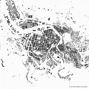 Figure-ground diagram city map Schwarzplan Bilbao