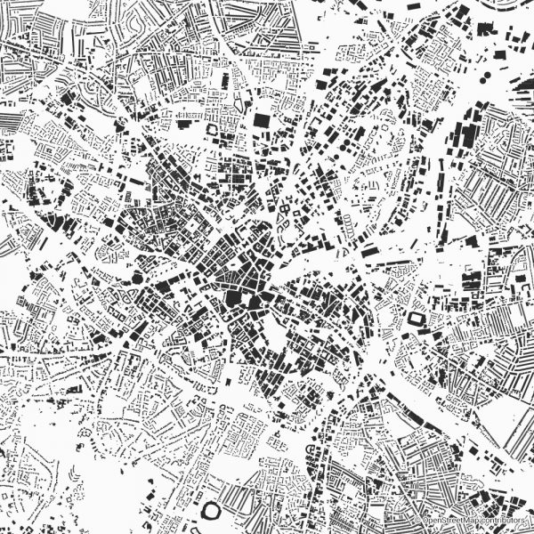 Figure-ground diagram city map Schwarzplan Birmingham