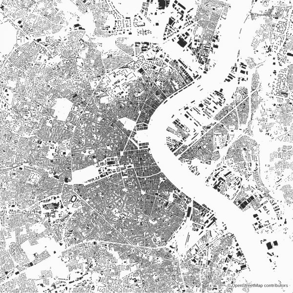 Figure-ground diagram city map Schwarzplan Bordeaux