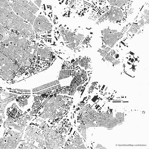 Figure-ground diagram city map Schwarzplan Boston