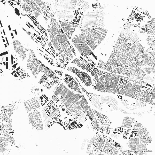 Figure-ground diagram city map Schwarzplan Bremen