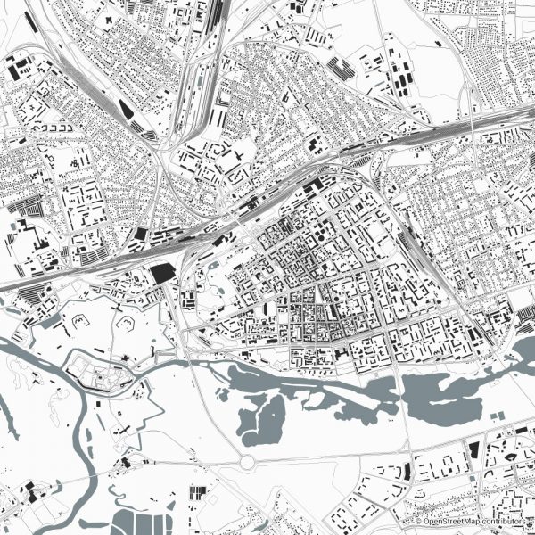 Figure-ground diagram city map Schwarzplan Brest