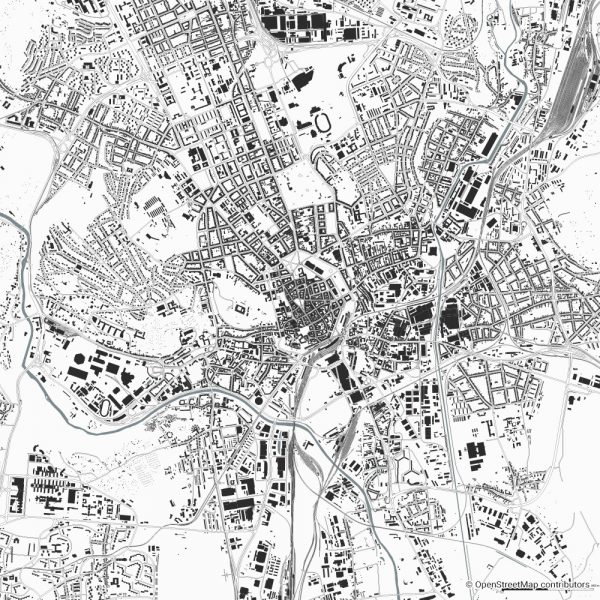 Figure-ground diagram city map Schwarzplan Brno