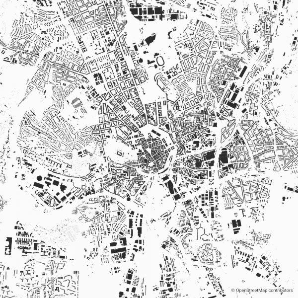 Figure-ground diagram city map Schwarzplan Brno