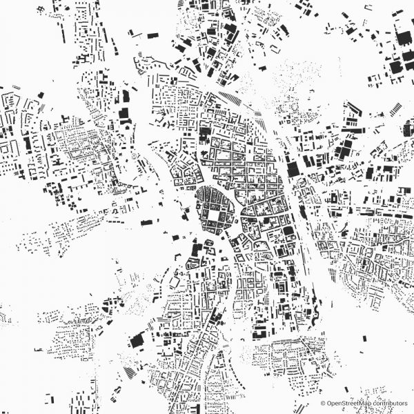 Figure-ground diagram city map Schwarzplan Budweis