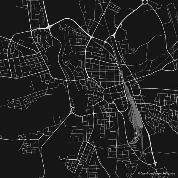 Figure-ground diagram city map Schwarzplan Budweis